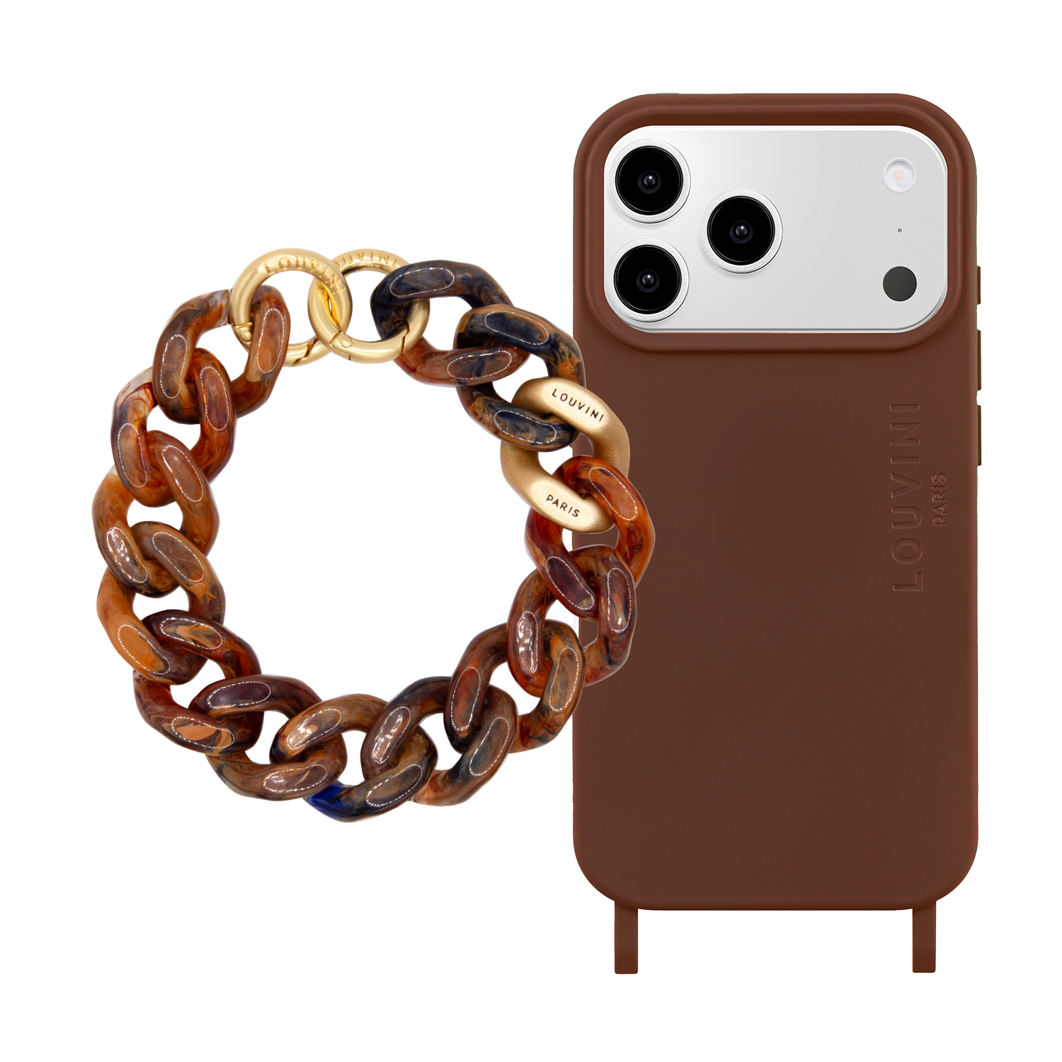Coque iPhone MagSafe MILO Marron & Bracelet PETIT ZOE Brun