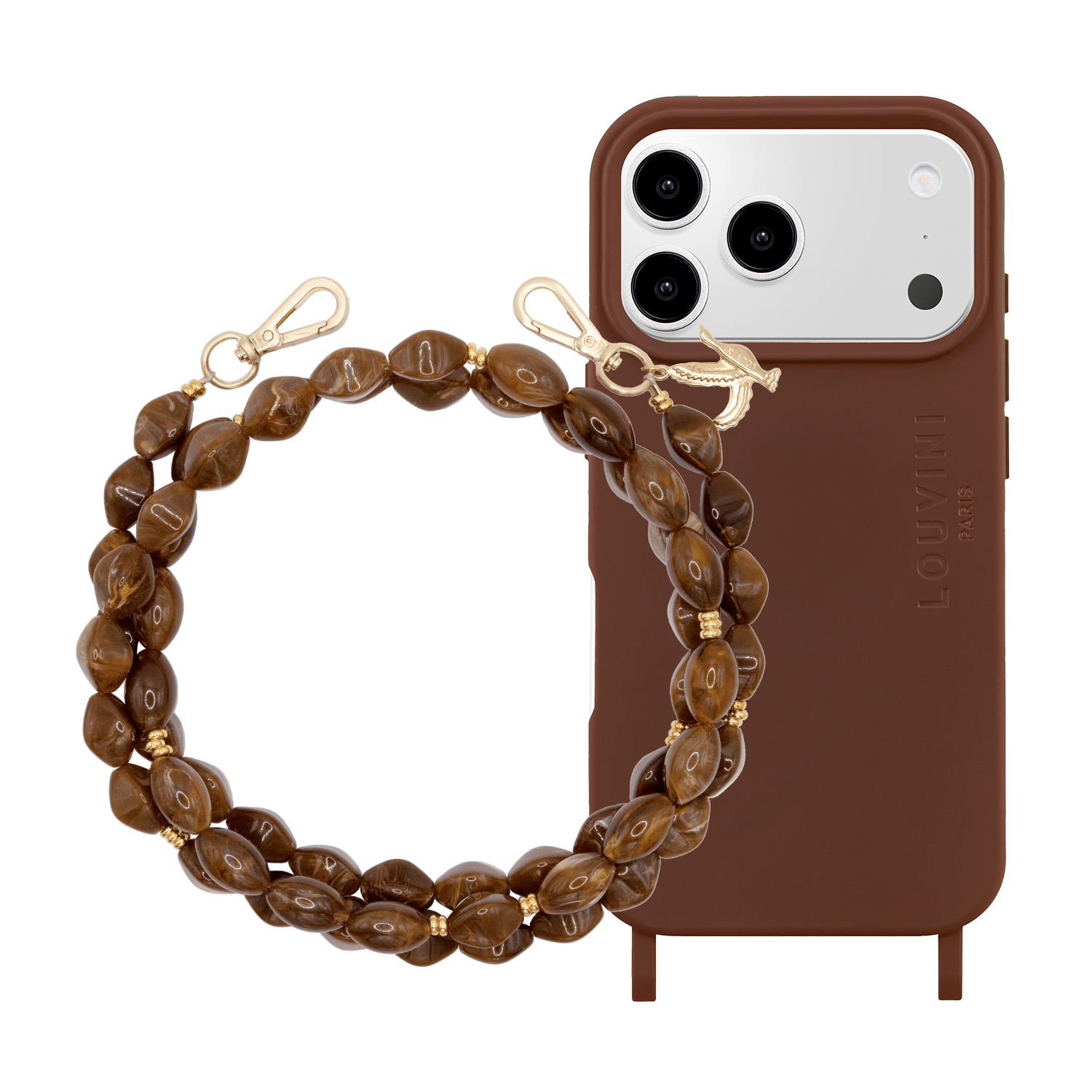 Coque iPhone MagSafe MILO Marron & Chaîne RITA Brun