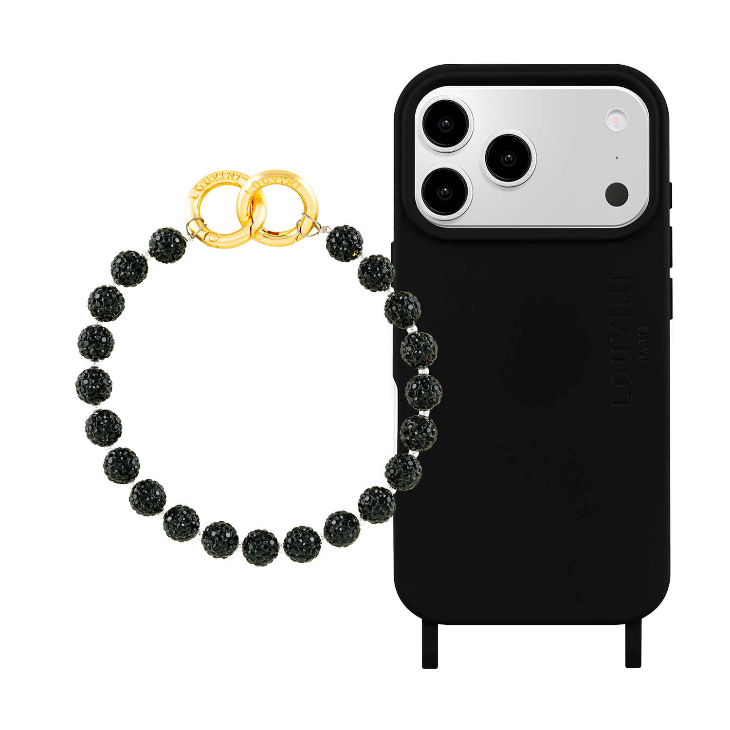 Coque iPhone MagSafe MILO Noir & Bracelet PETIT DAISY Noir