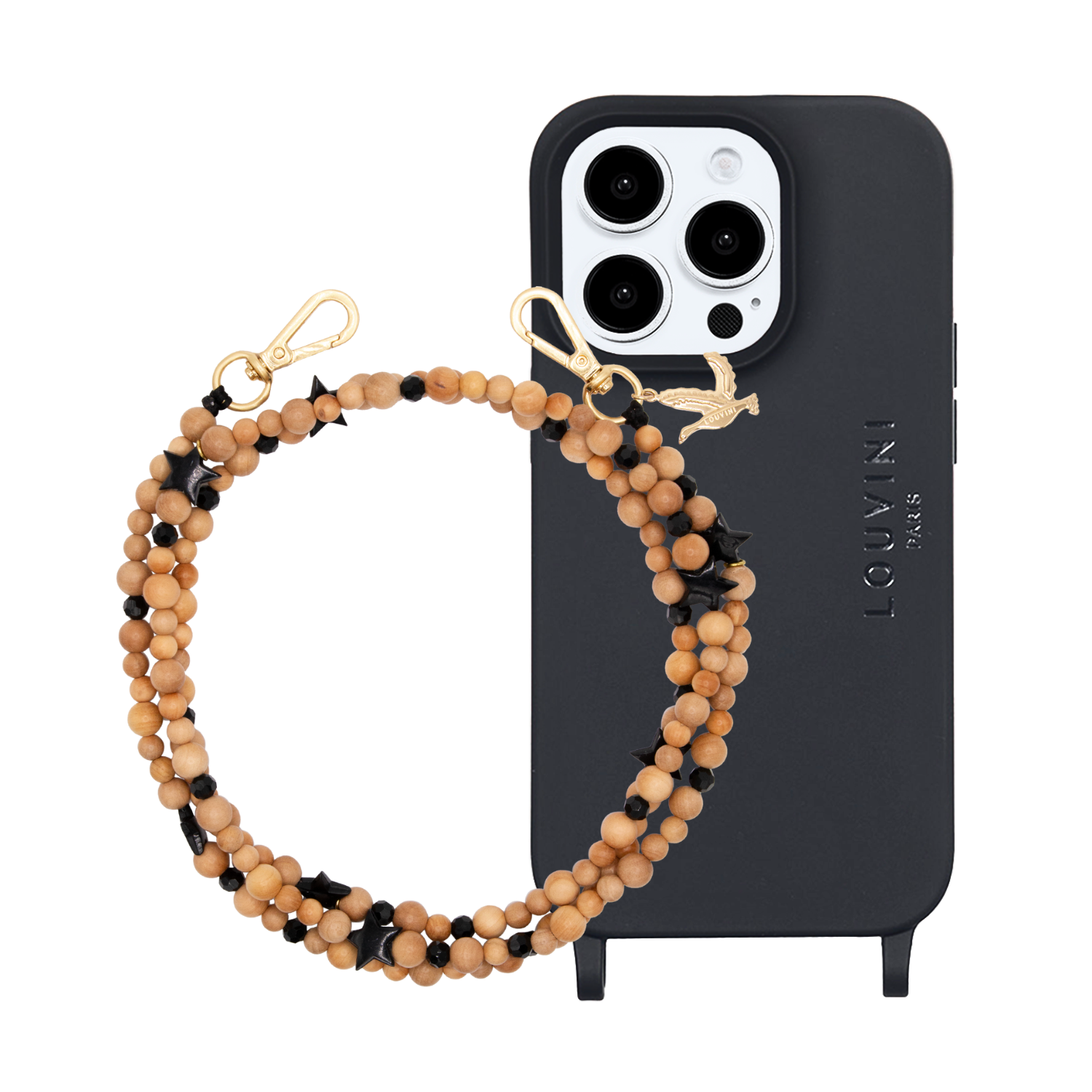 Coque iPhone Milo Noir & bandoulière ARIELLE Etoile Noir