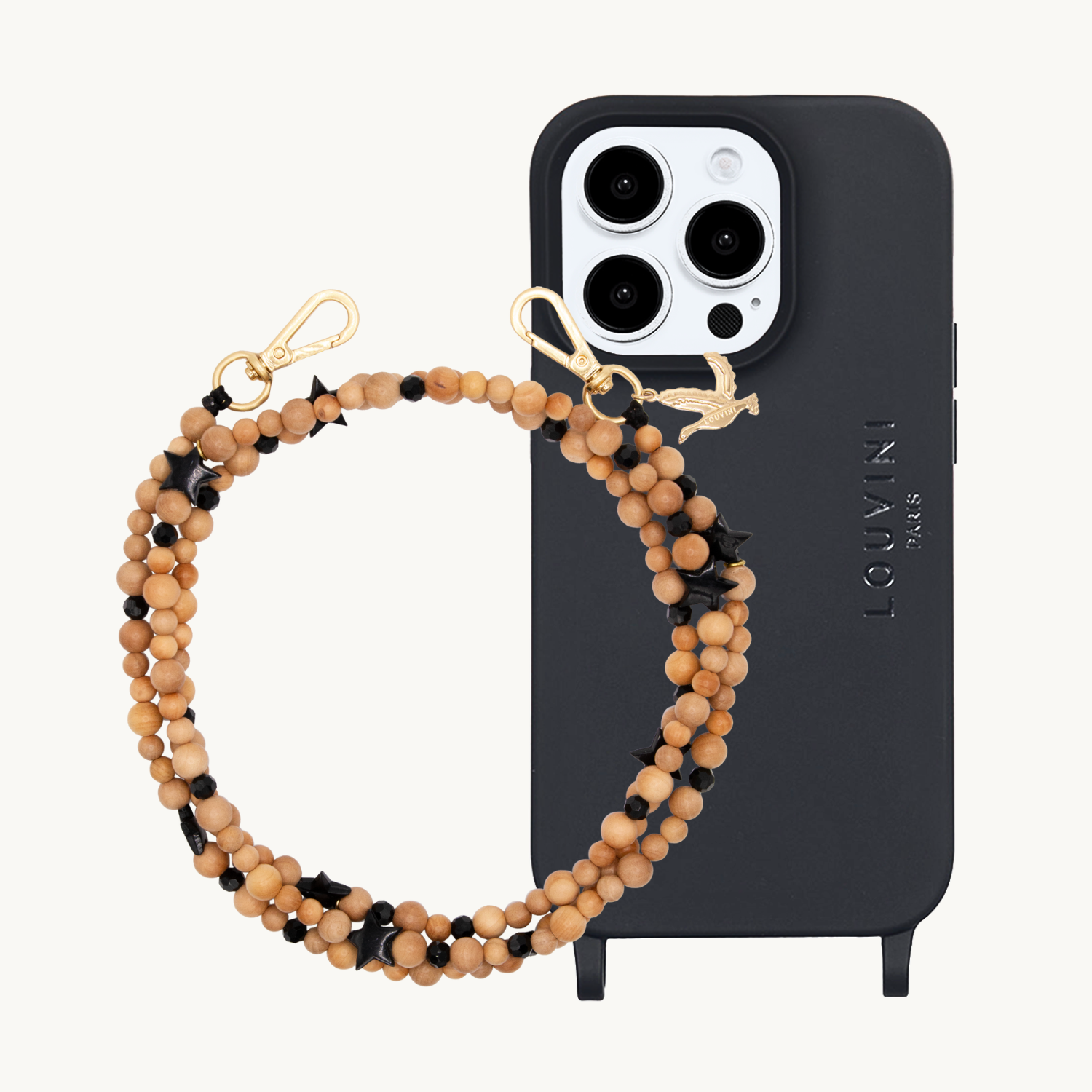 Coque iPhone Milo Noir & bandoulière ARIELLE Etoile Noir