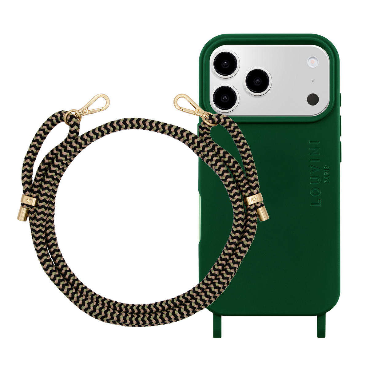 Coque iPhone MagSafe MILO Olive & Cordon TESSA Noir-Vert