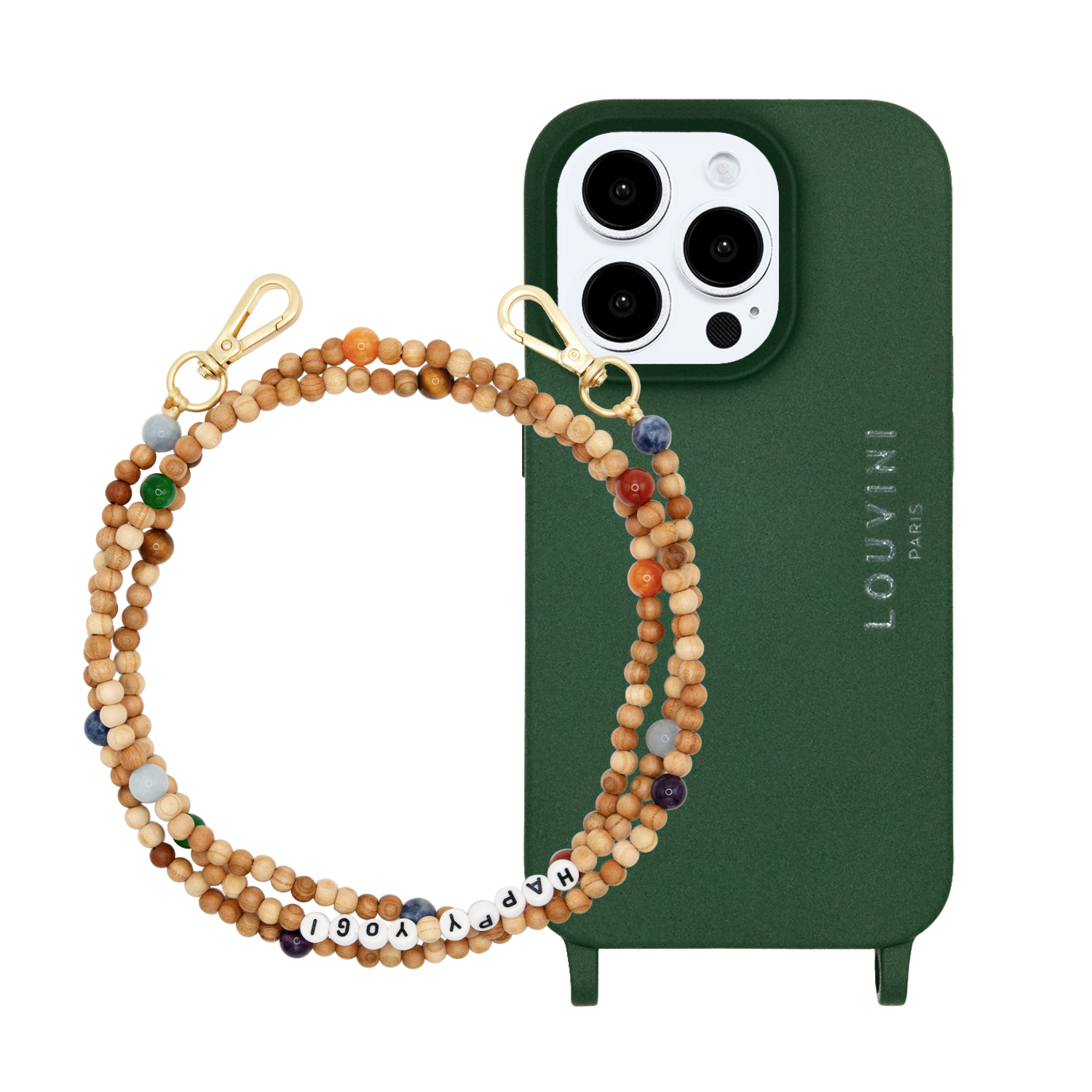 Coque iPhone MILO MagSafe Olive & bandoulière ARIELLE Happy Yogi