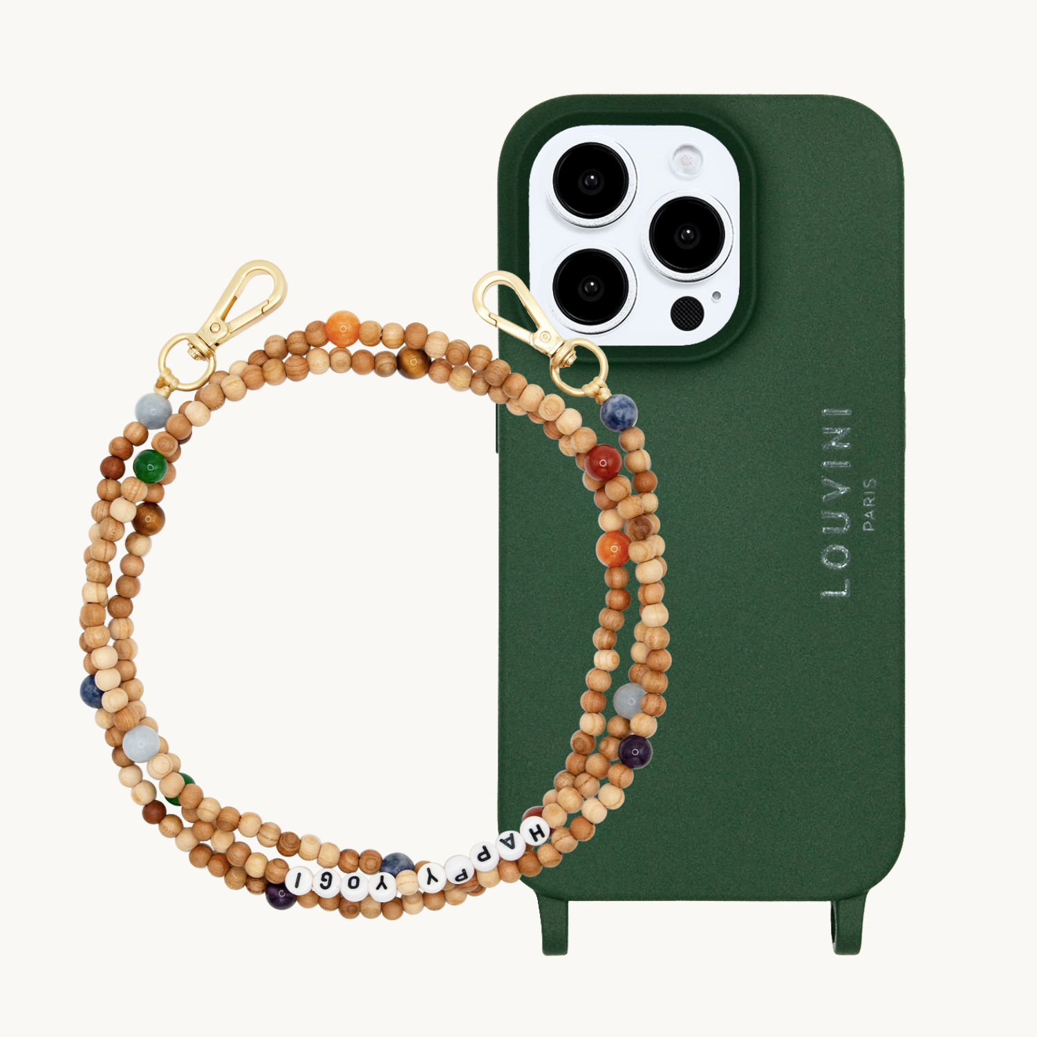 Coque iPhone MILO MagSafe Olive & bandoulière ARIELLE Happy Yogi