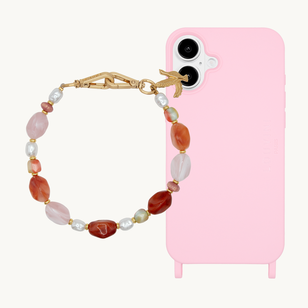 Coque iPhone MagSafe MILO Soft Pink & Bracelet PETIT ESMEE Ruby