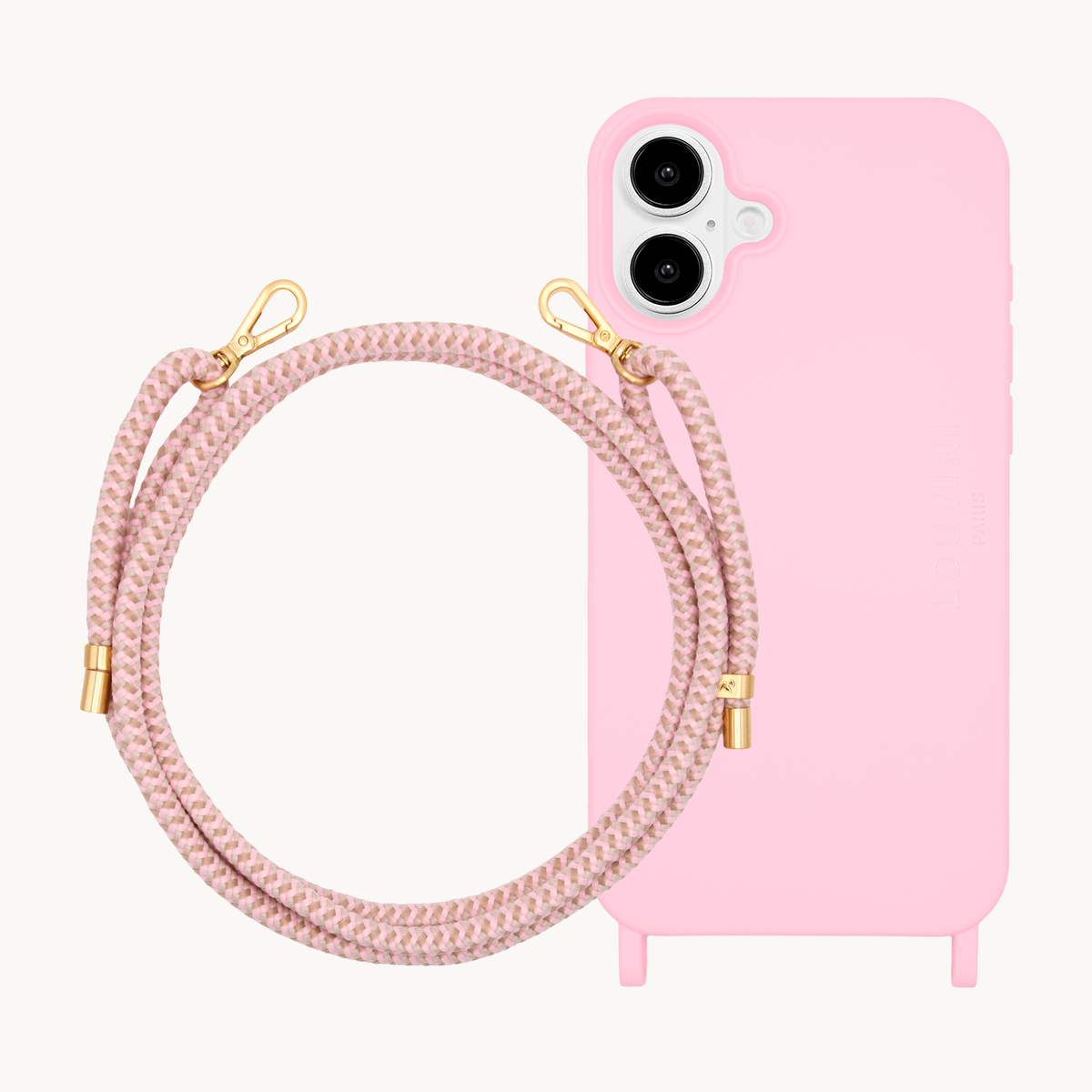 Coque iPhone MagSafe MILO Soft Pink & Cordon TESSA Rose-Taupe