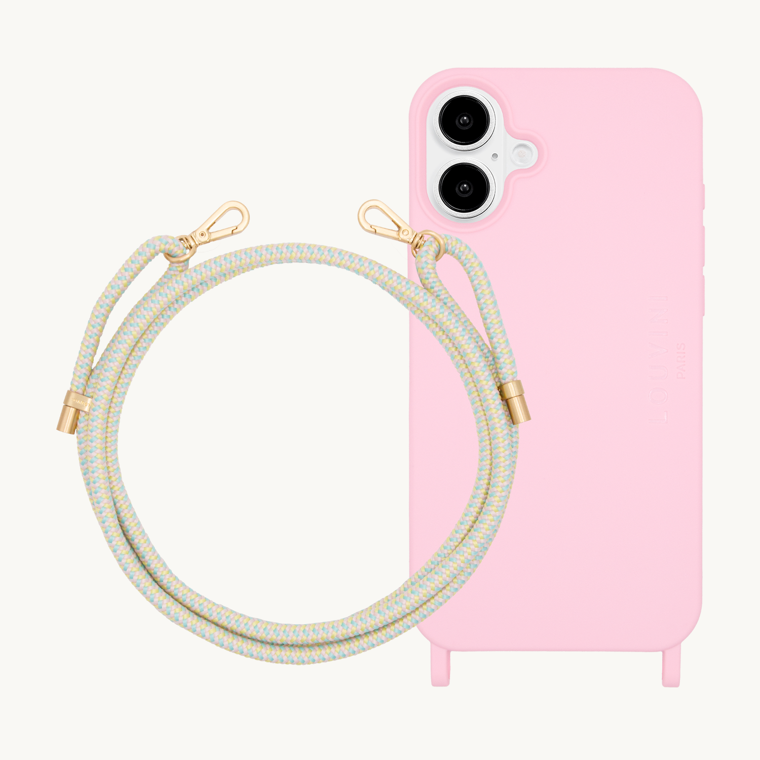 Coque iPhone MagSafe MILO Soft Pink & Cordon TESSA Pastel