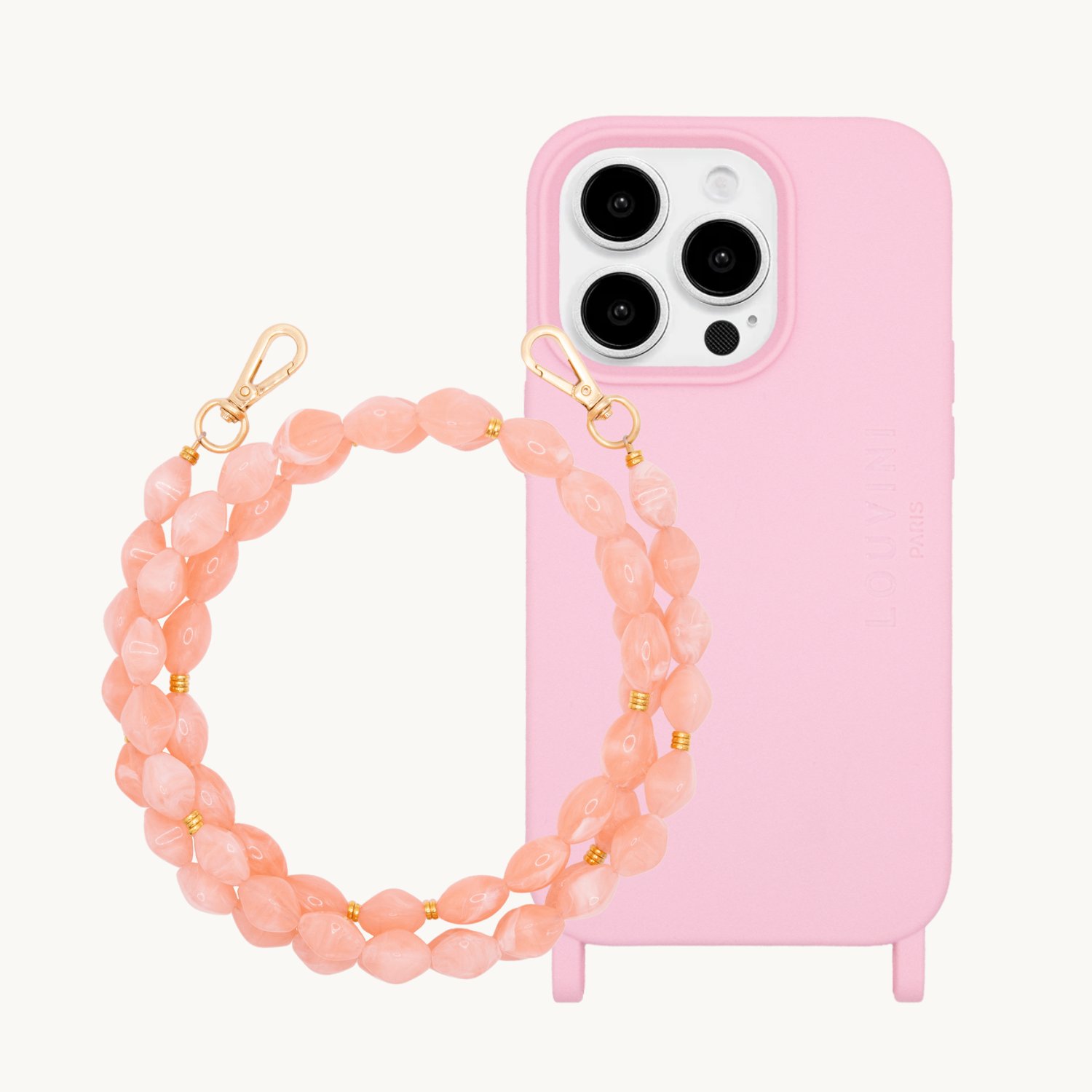 Coque iPhone MILO MagSafe Soft Pink & chaîne RITA Corail
