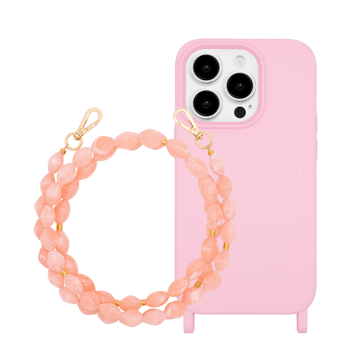 Coque iPhone MILO MagSafe Soft Pink & chaîne RITA Corail
