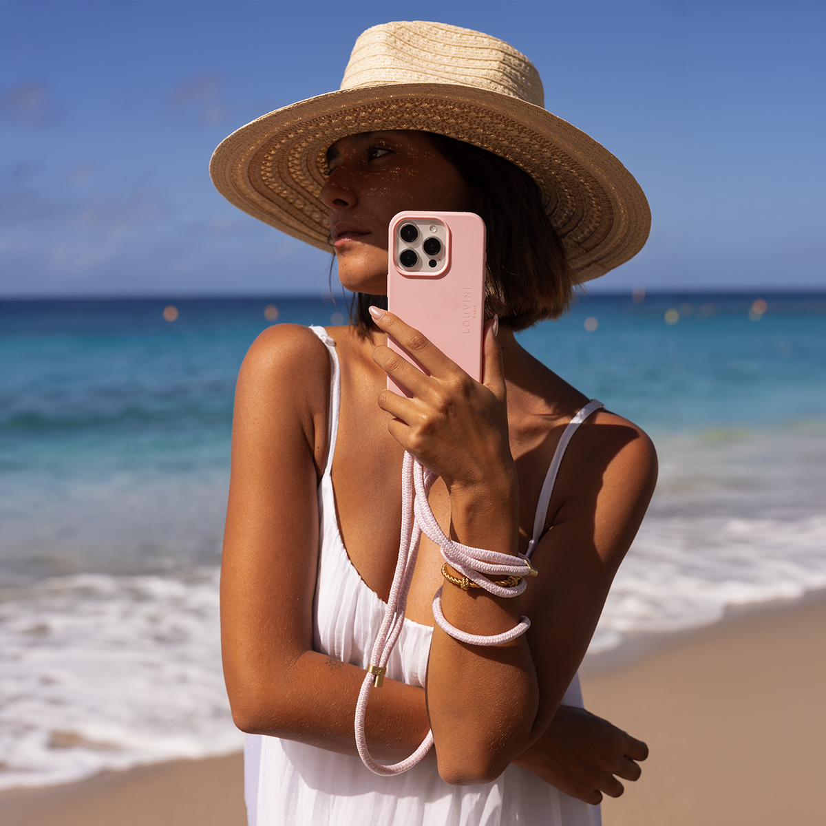 Coque iPhone MagSafe silicone avec anneaux MILO - Soft Pink