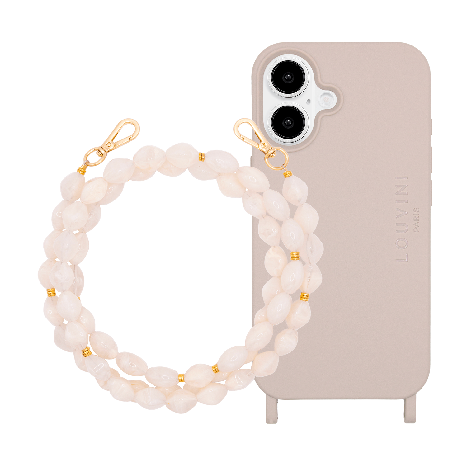 Coque iPhone MILO MagSafe Taupe & Chaîne RITA Beige