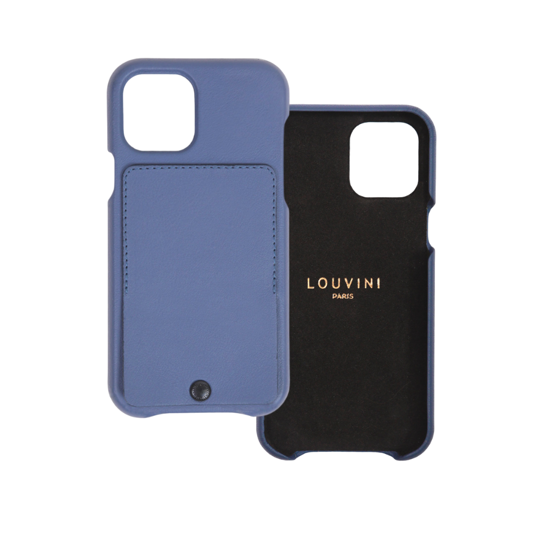 COQUE IPHONE CUIR PORTE CARTE OSCAR bleu