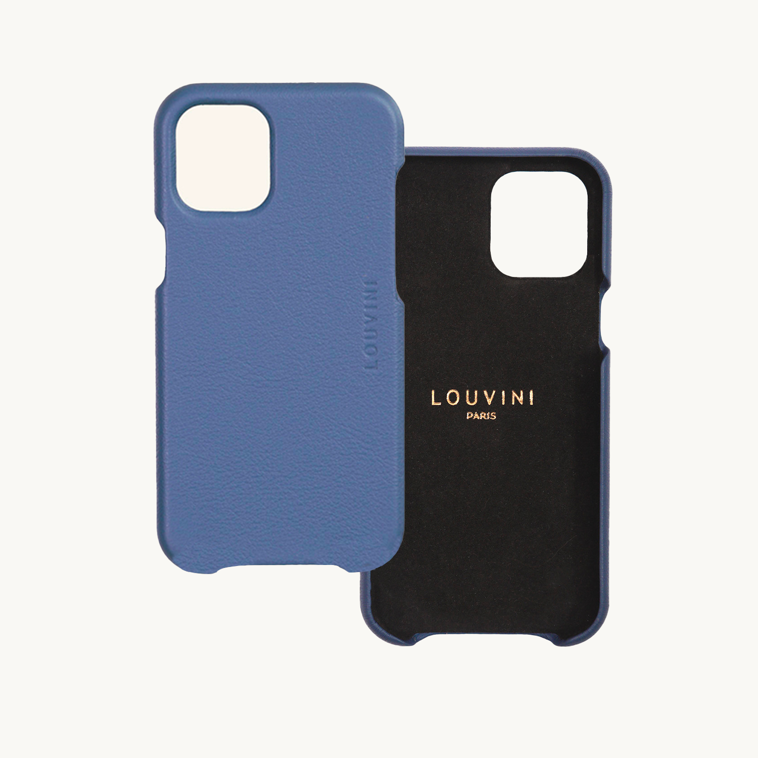 Coque iPhone Cuir bleu et pochette