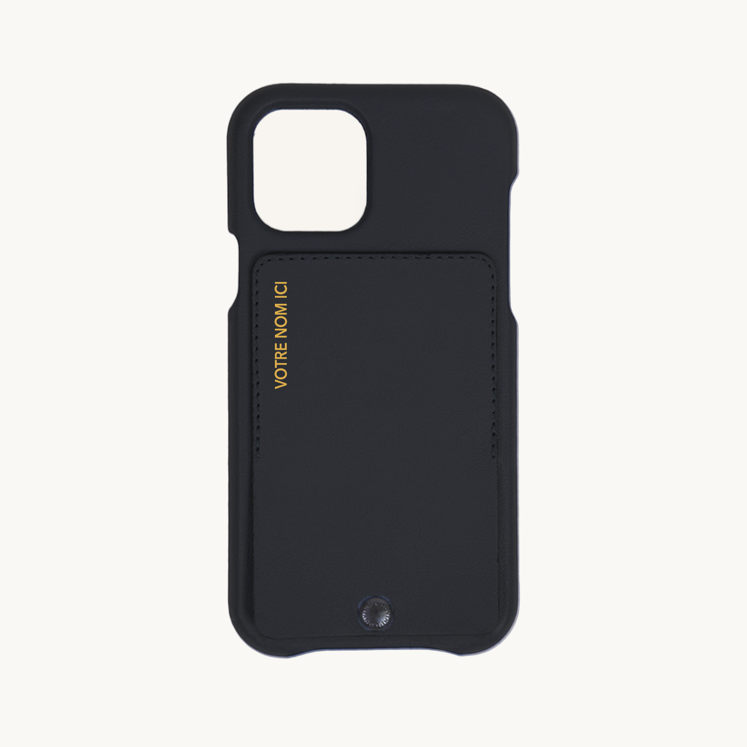 COQUE IPHONE CUIR PORTE CARTE OSCAR NOIR personnalisable