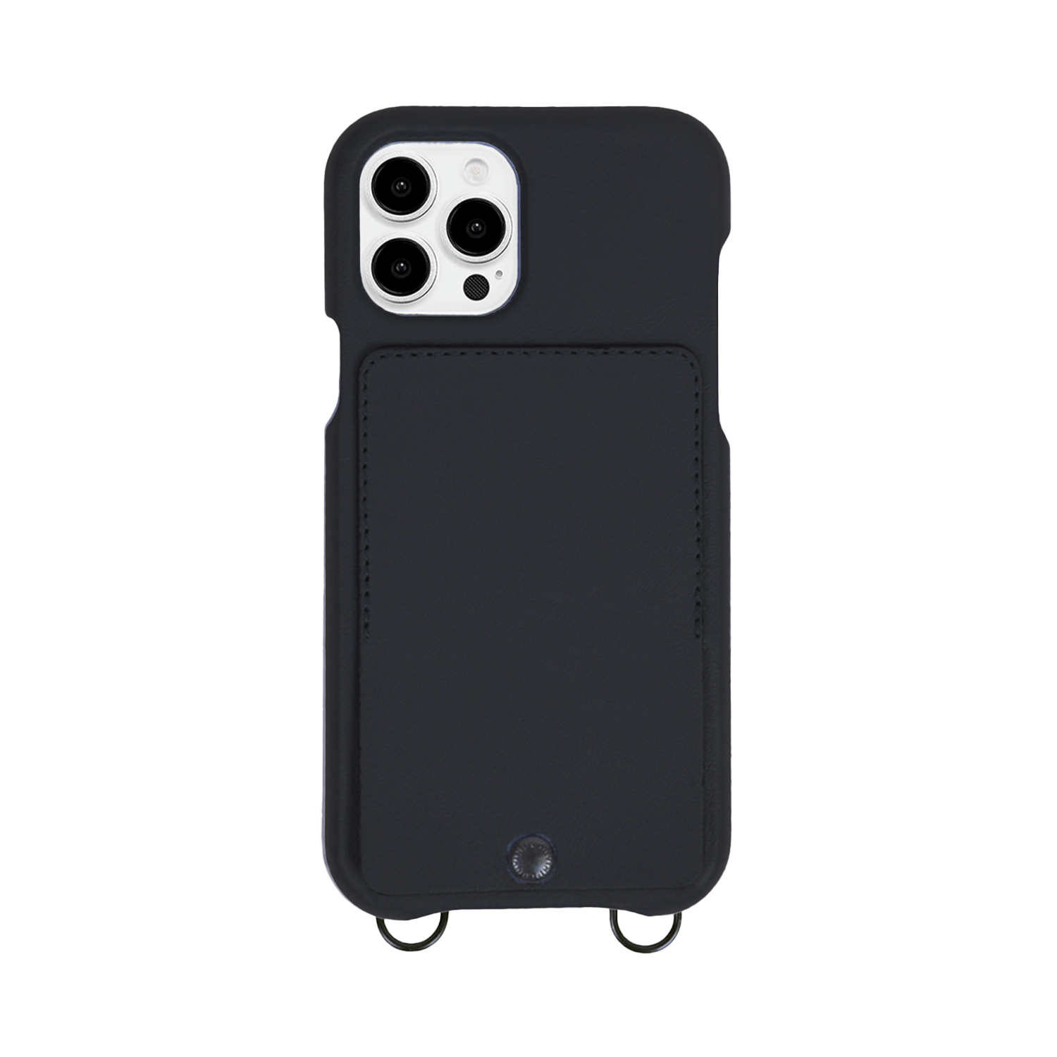 Coque iPhone cuir porte carte avec anneaux OSCAR - Noir