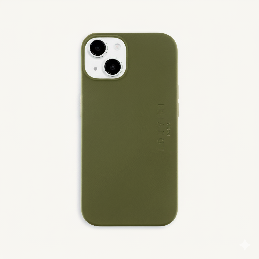 Coque iPhone MagSafe silicone LEO - Olive