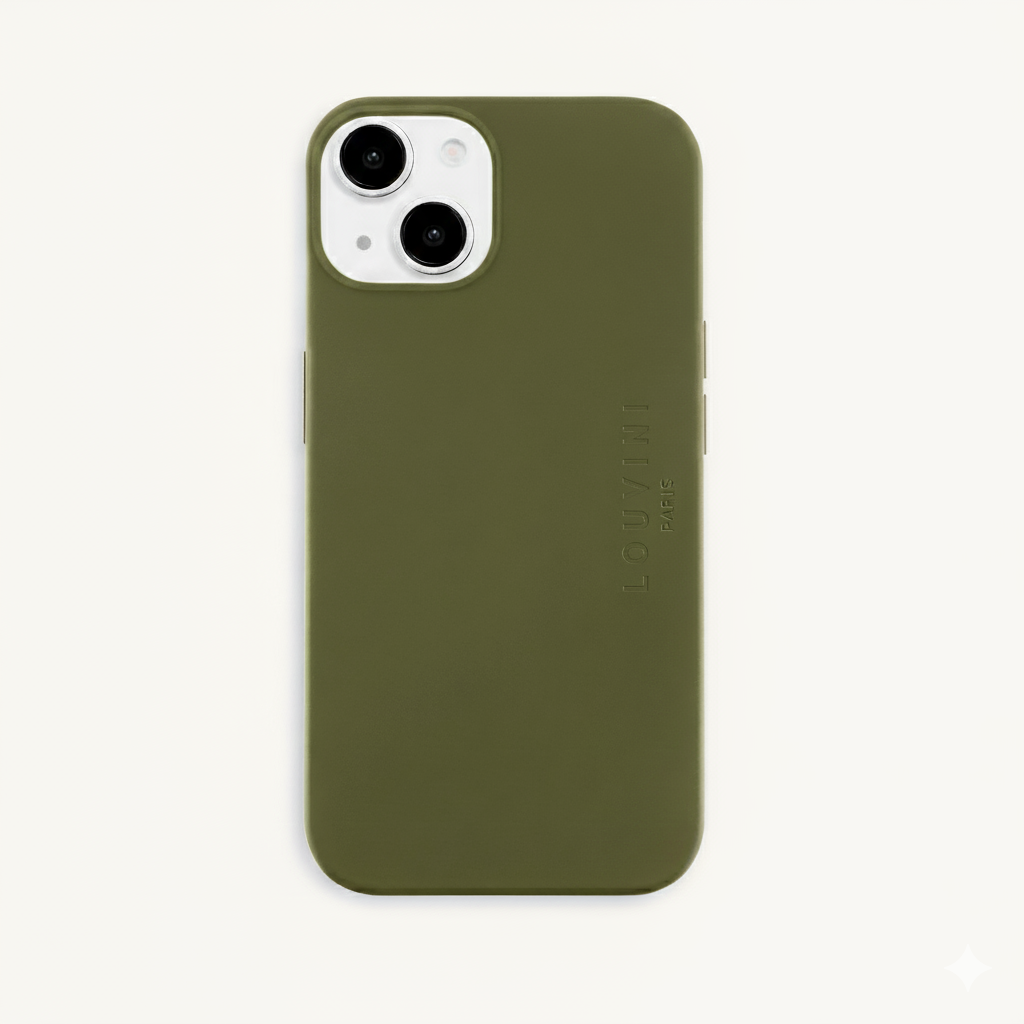 Coque iPhone MagSafe silicone LEO - Olive