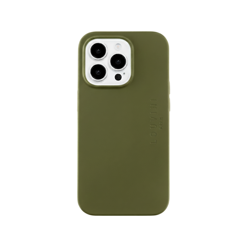 Coque iPhone MagSafe silicone LEO - Olive