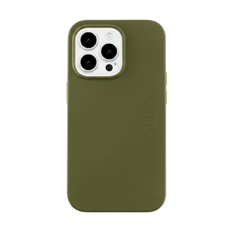 Coque iPhone MagSafe silicone LEO - Olive