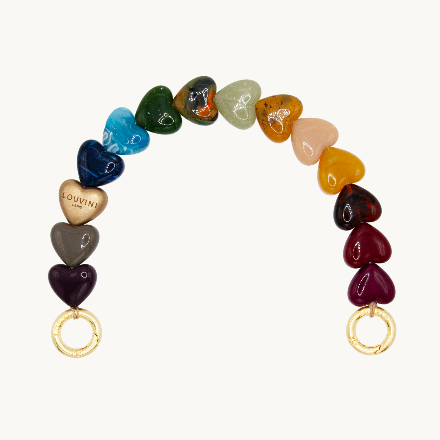 Bracelet de téléphone petit coeur en résine multicolore