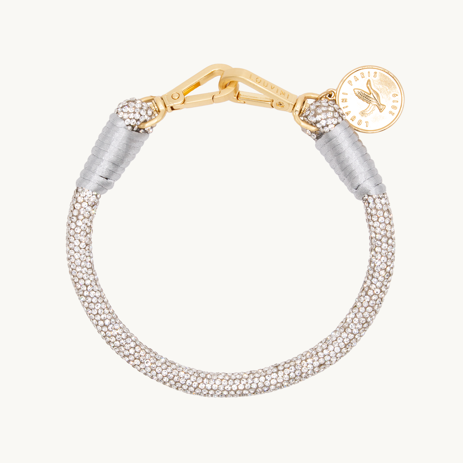 Bracelet de téléphone argenté à strass