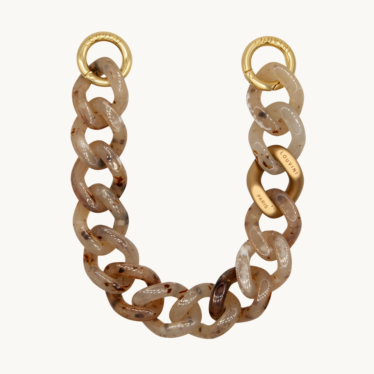 Bracelet de téléphone en résine beige écaille