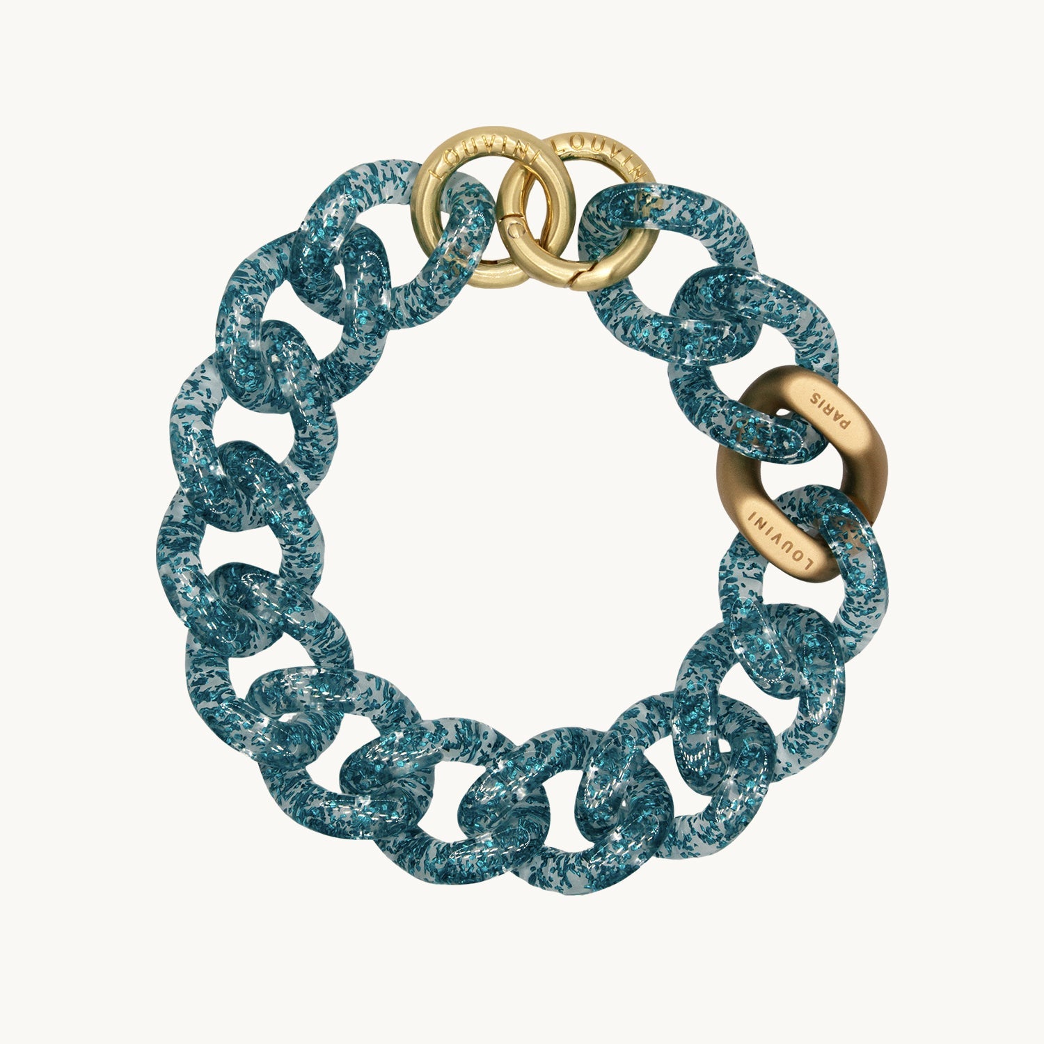 Bracelet de téléphone en résine bleu paillette