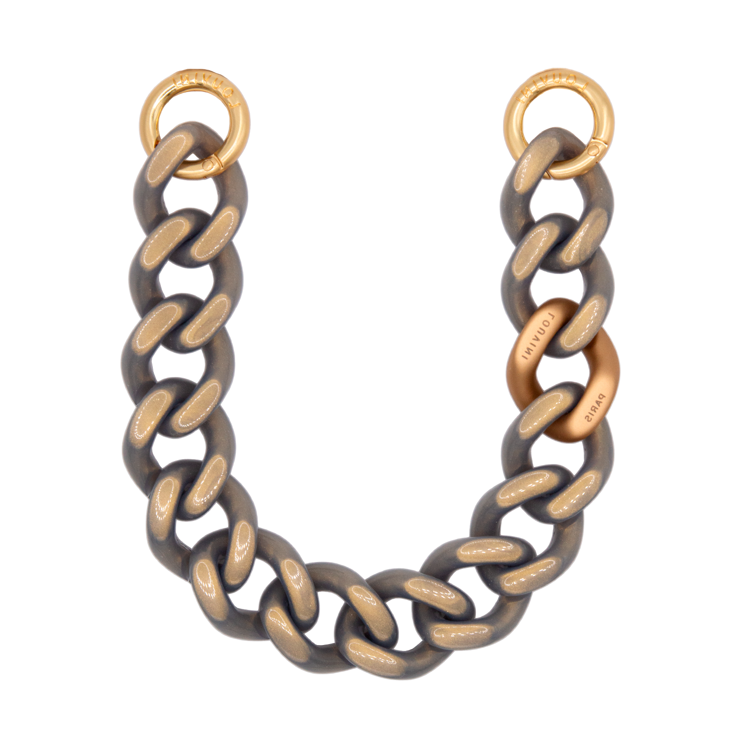 Bracelet de téléphone en résine gris doré