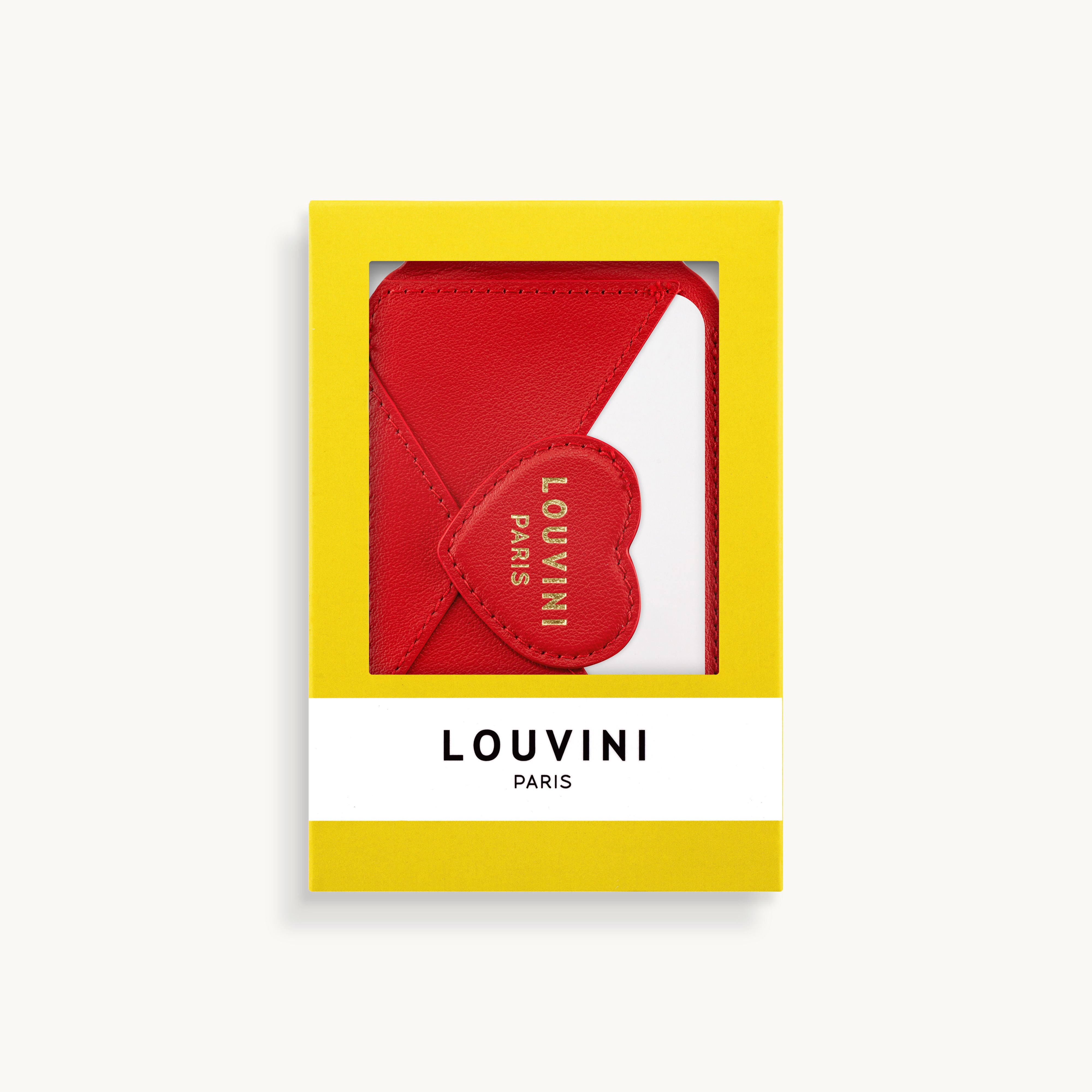 Porte-cartes MagSafe rouge pour coque de téléphone avec motif cœur, accessoire pratique et tendance