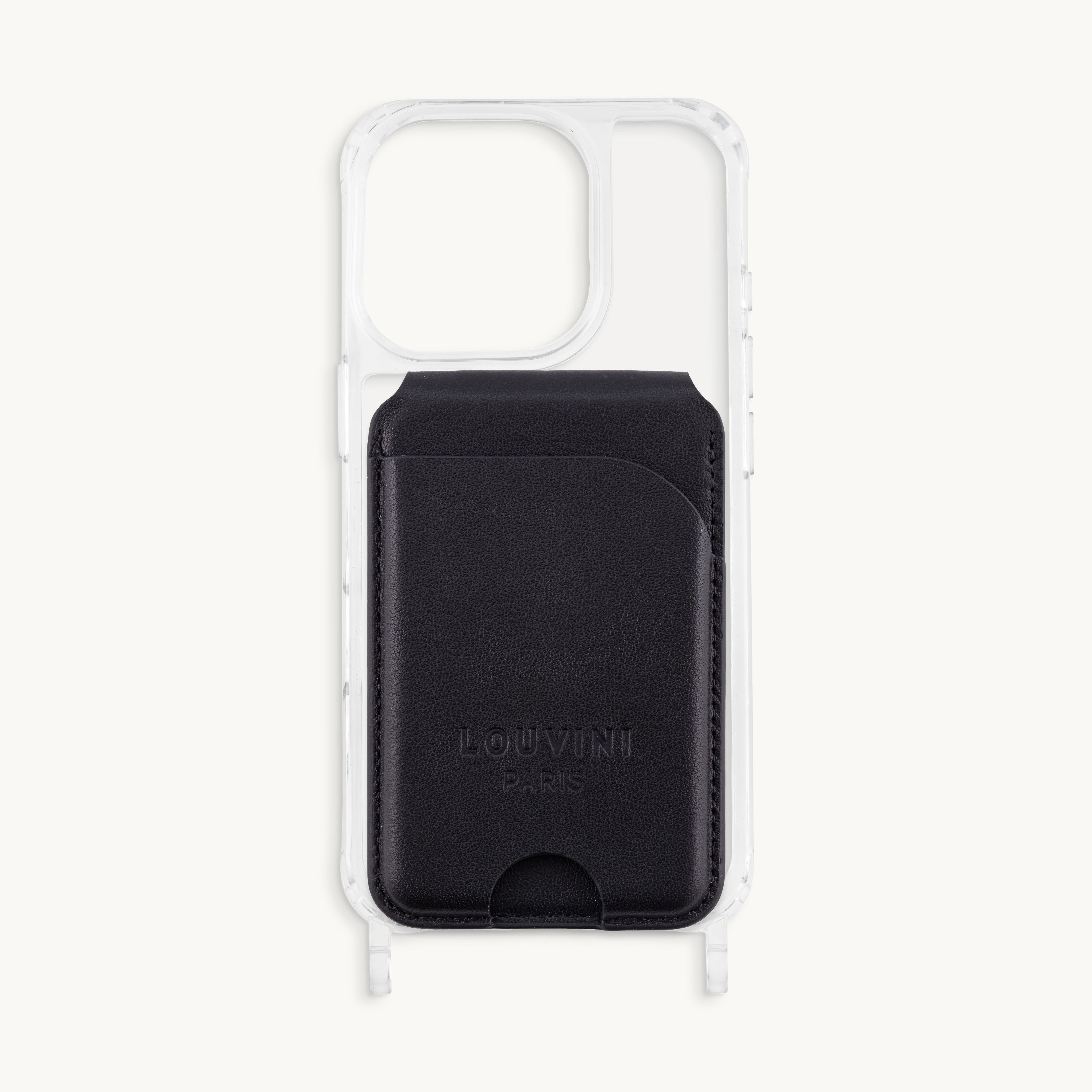 Porte-cartes MagSafe noir pour coque de téléphone, accessoire pratique et tendance