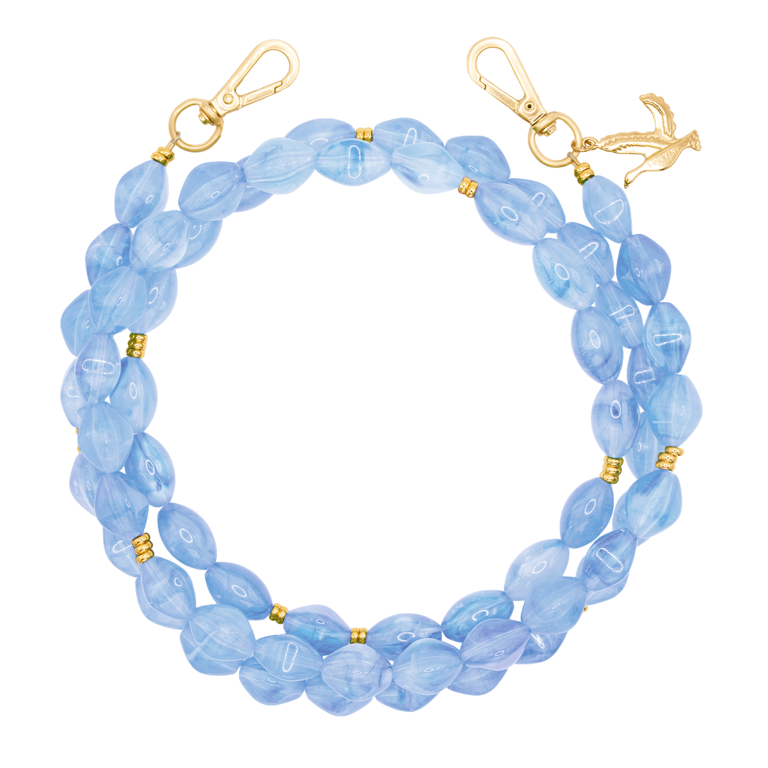 Chaine telephone perles bleu ciel