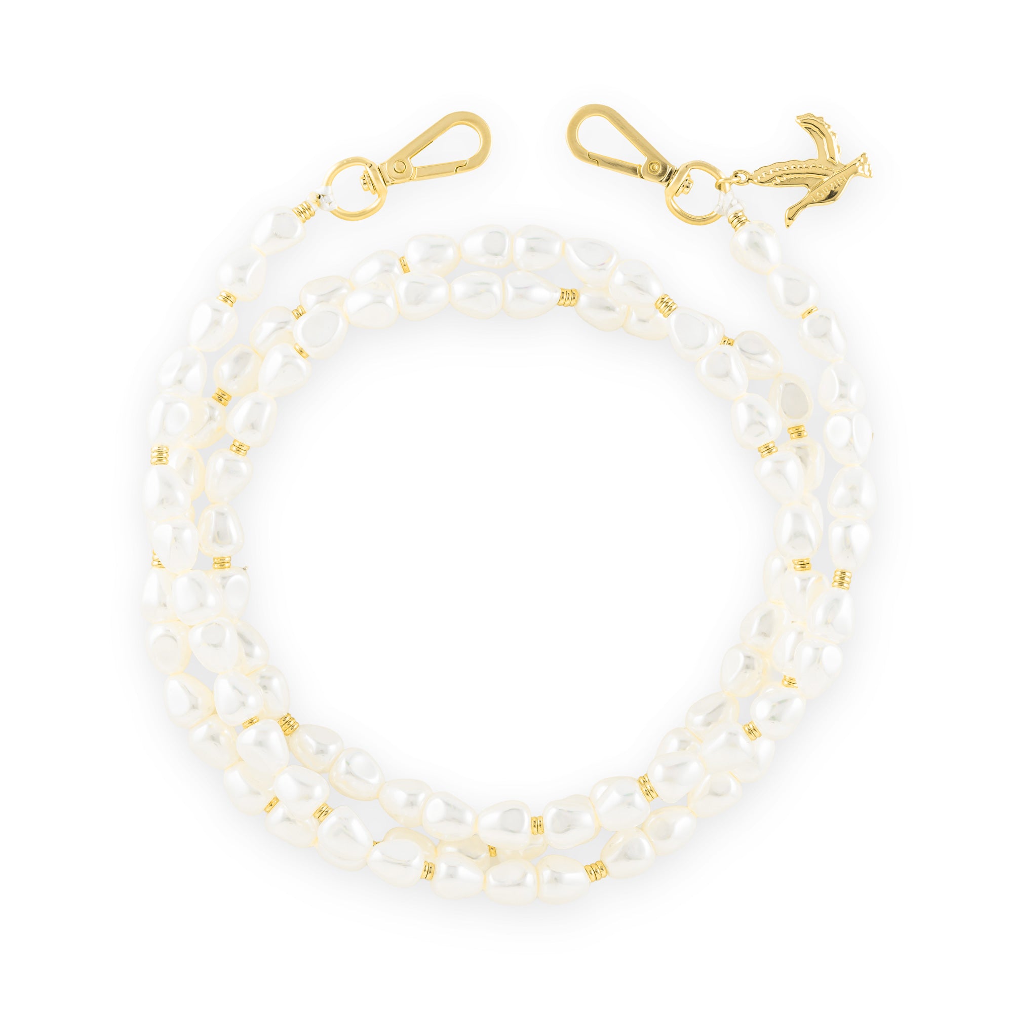 Chaine de telephone en perle blanche