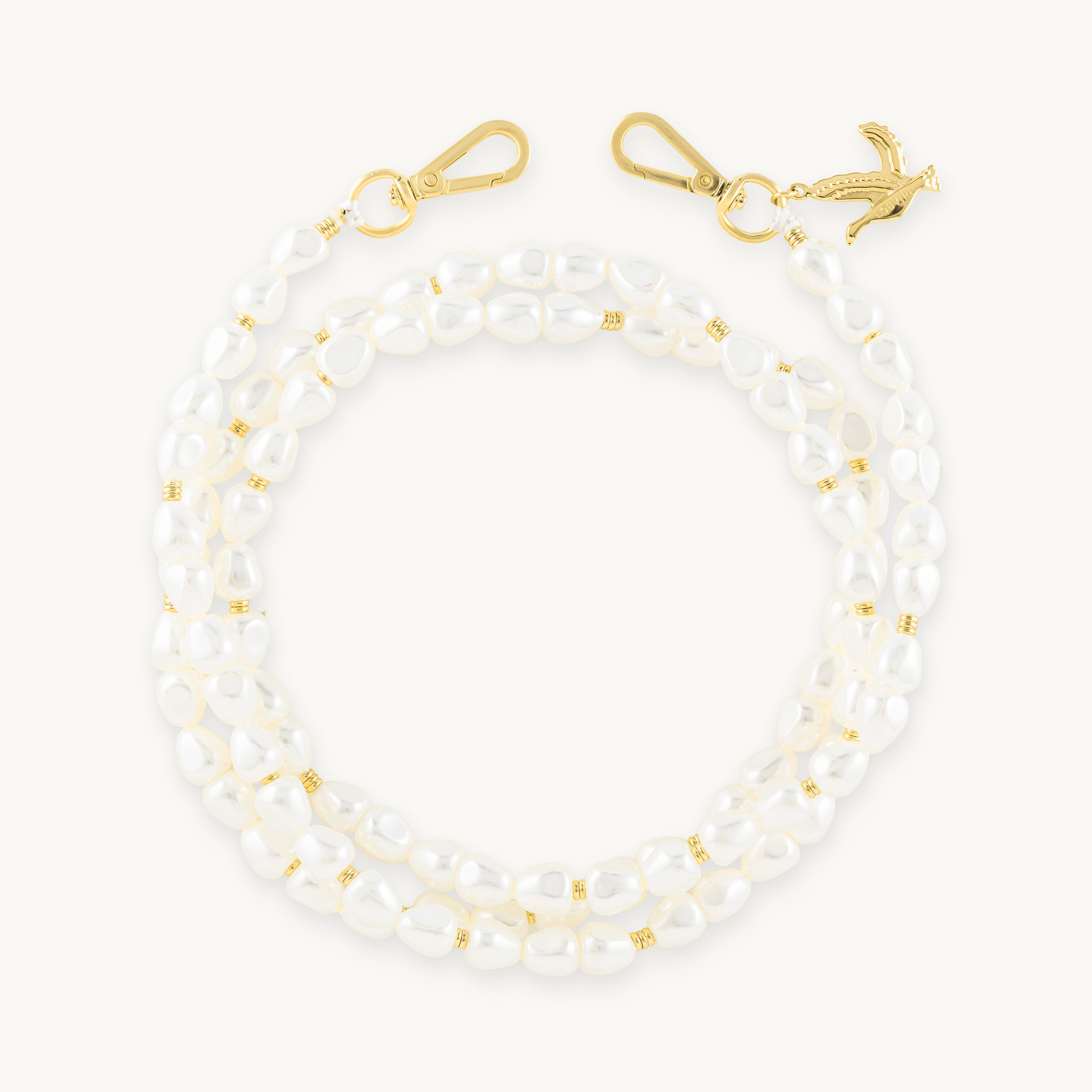 Chaine de telephone en perle blanche