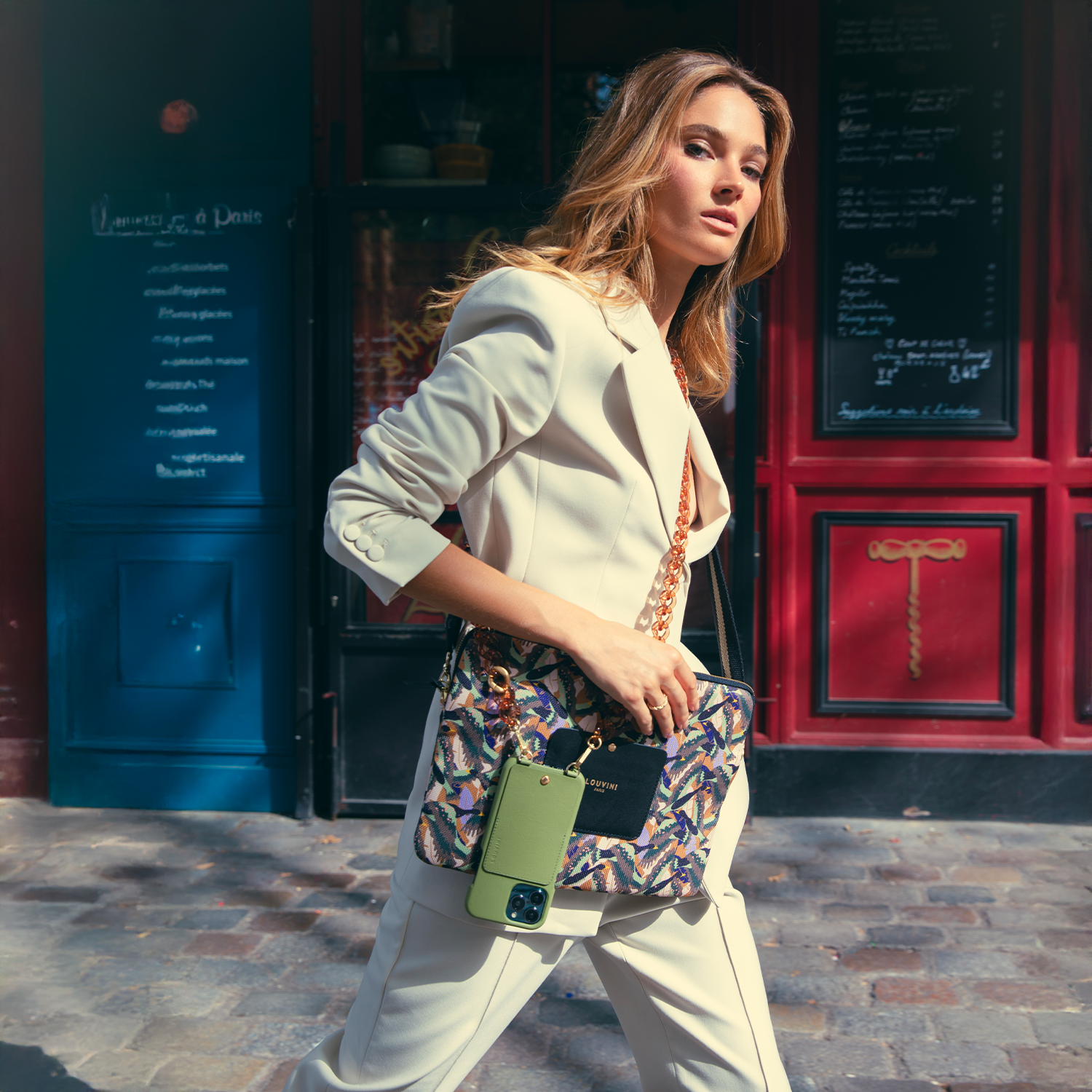 Pochette ordinateur STELLA Oiseaux - Kaki