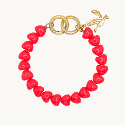 Petite chaine de telephone en coeur corail