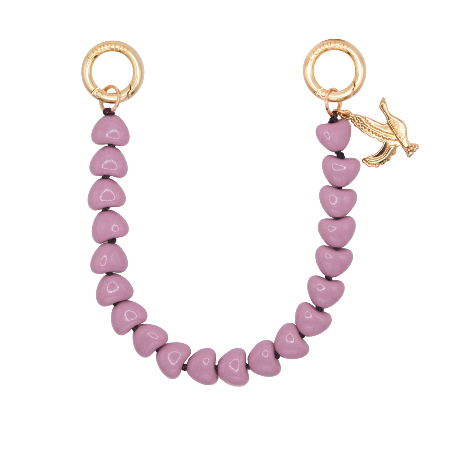 Petite chaine de telephone en coeur rose antique