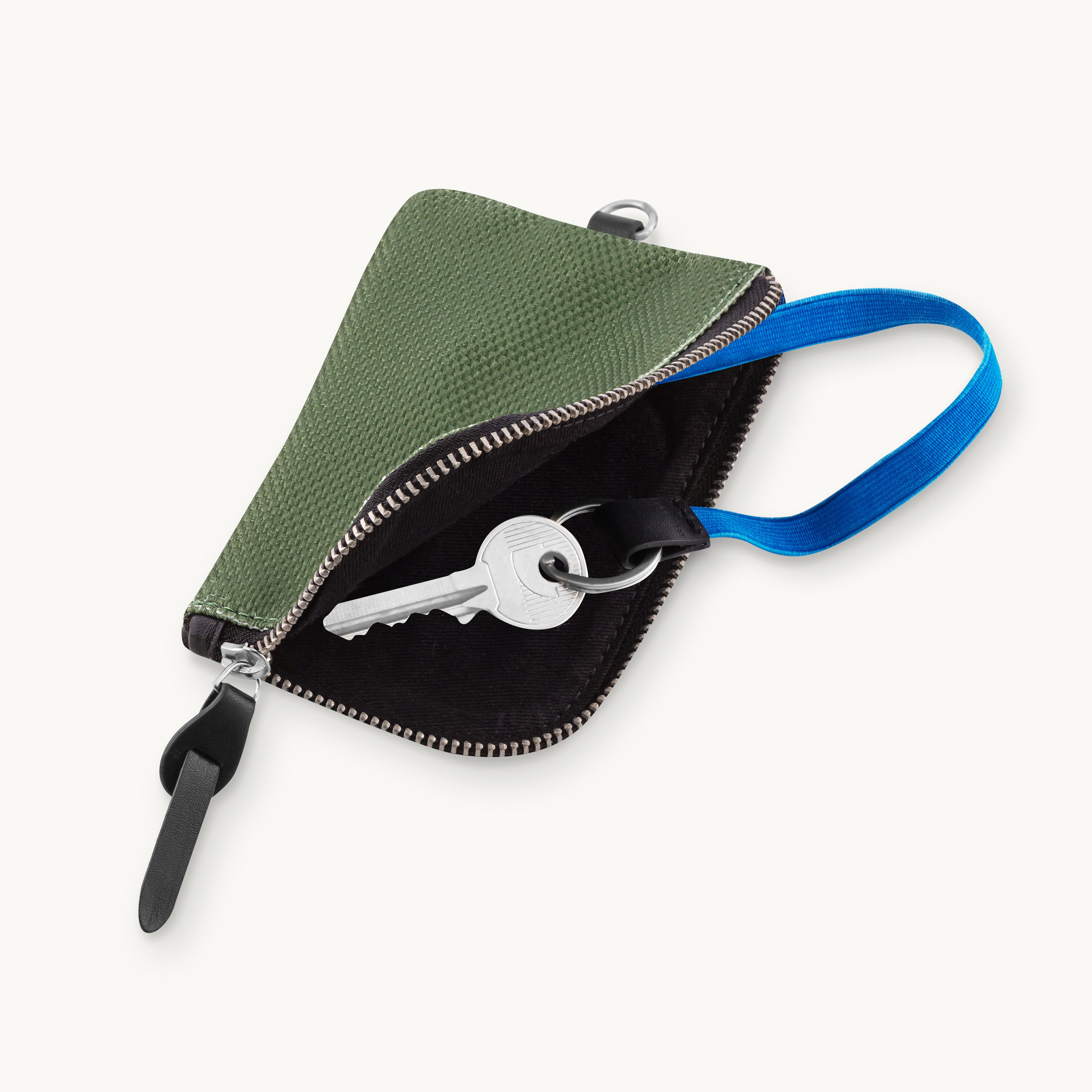 Porte-cartes en tissu et cuir kaki, porte-monnaie à accrocher au sac, accessoire pratique et tendance