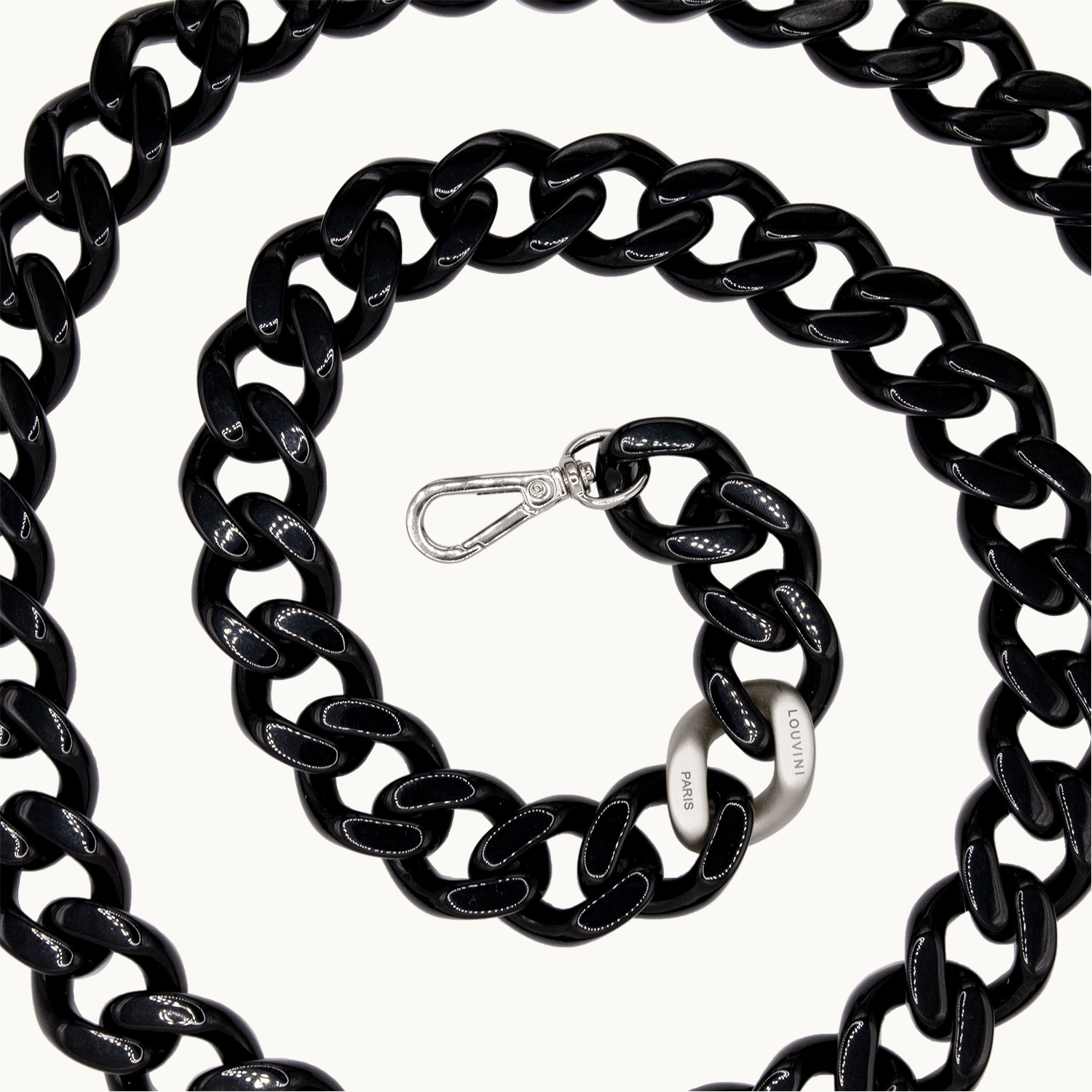 Chaine de telephone argente noir