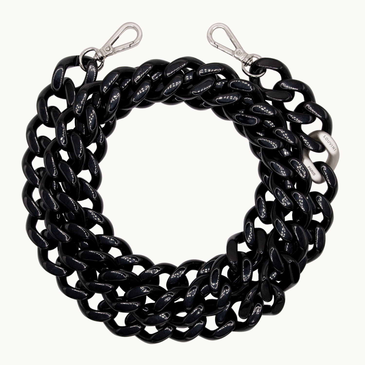 Chaine de telephone argente noir