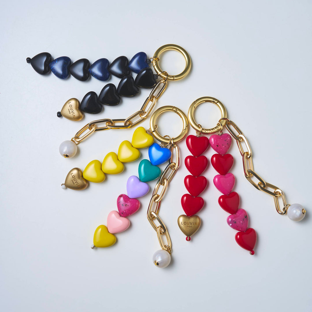 porte cle gri gri petits coeurs multicolores