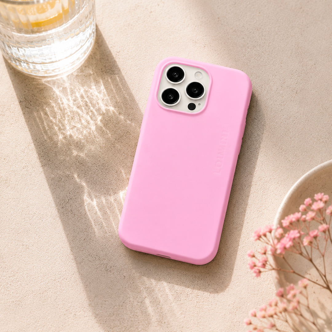 coque iphone en tpu rose pale magsafe intégré