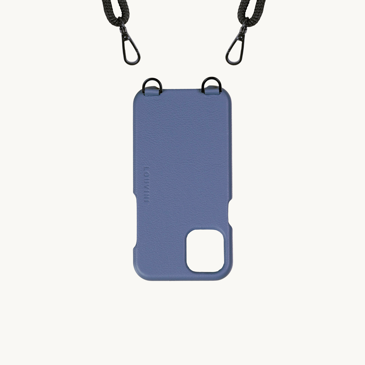 Coque iPhone cuir porte carte avec anneaux OSCAR - Bleu
