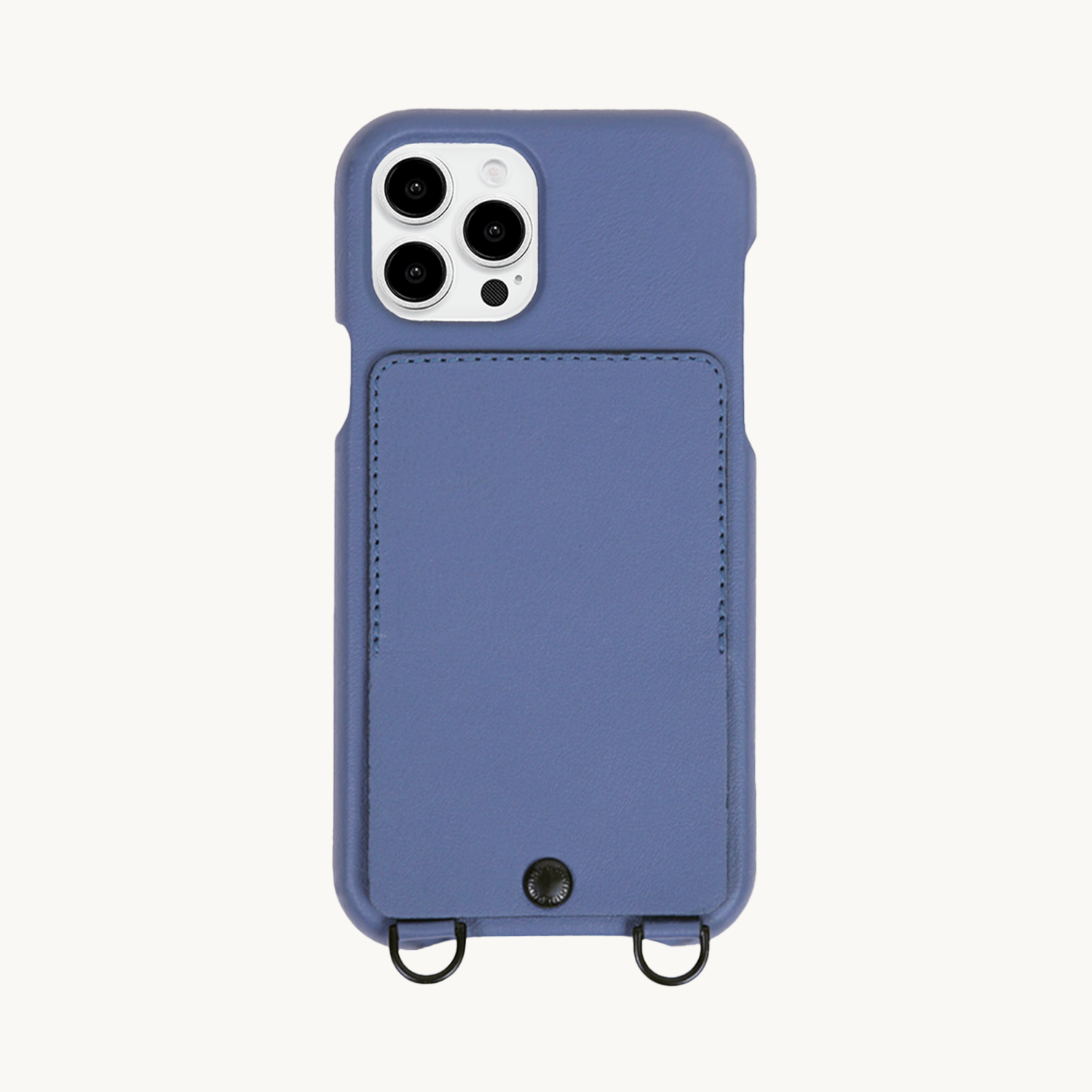 Coque iPhone cuir porte carte avec anneaux OSCAR - Bleu