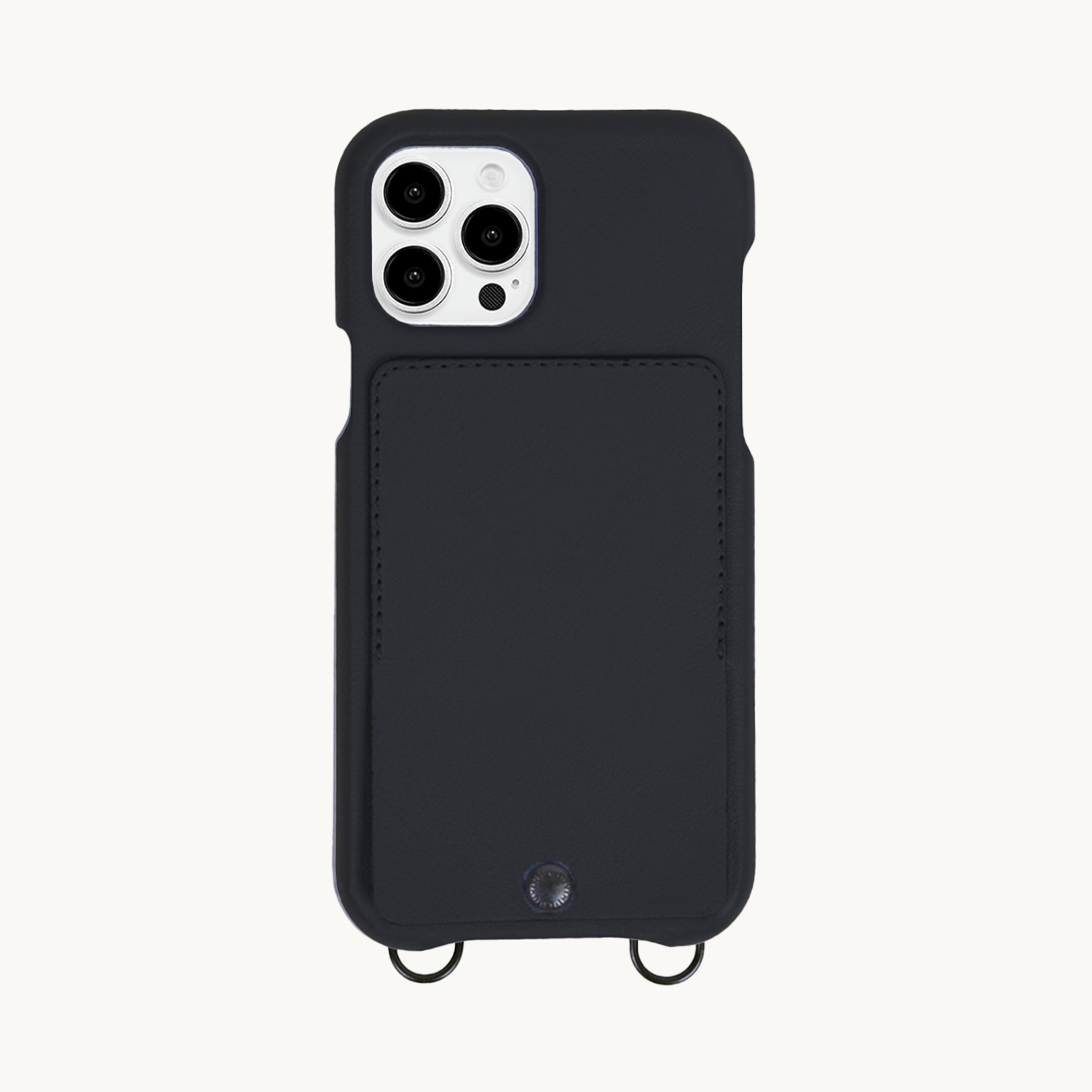 Coque iPhone cuir porte carte avec anneaux OSCAR - Noir
