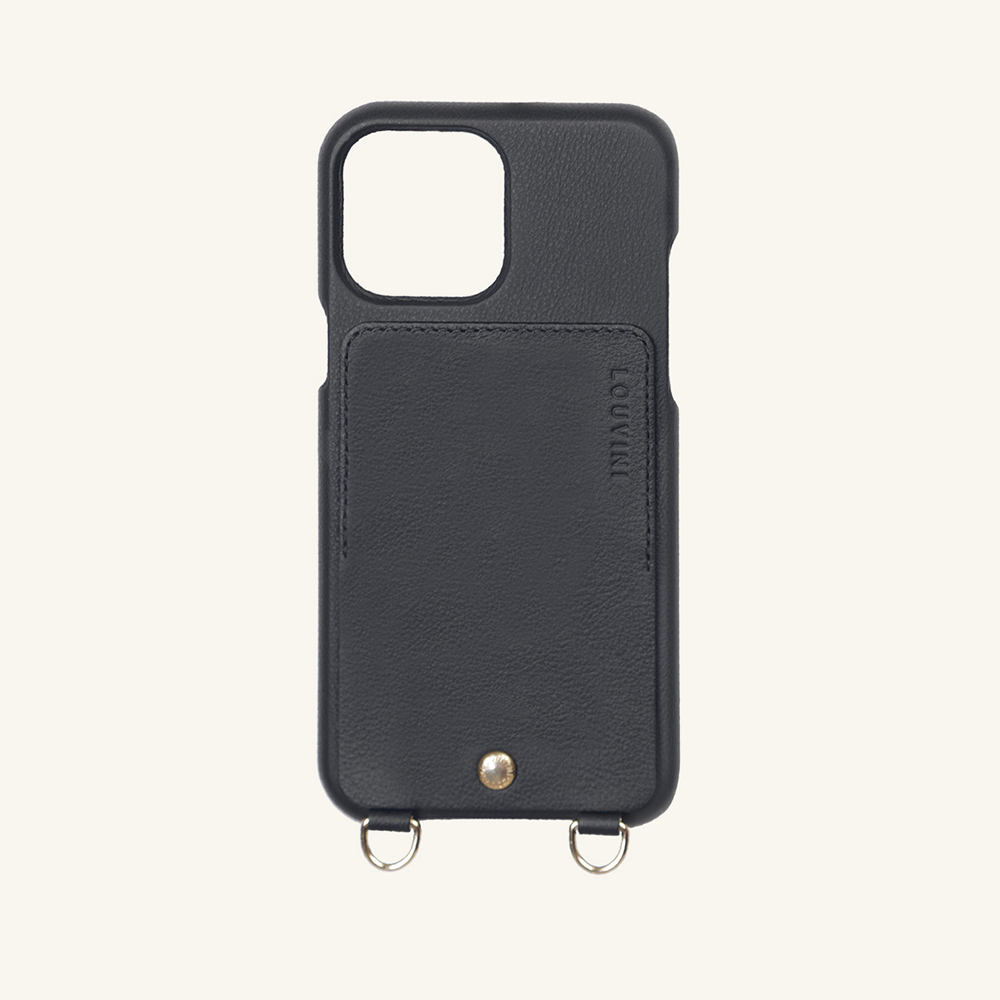 Coque iPhone cuir porte carte avec anneaux LOU noir