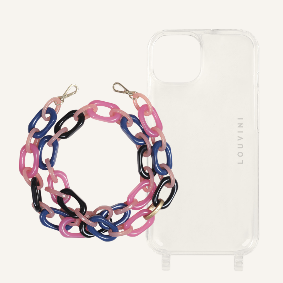 Charlie iPhone Case & Chiara Navy-Pink Chain