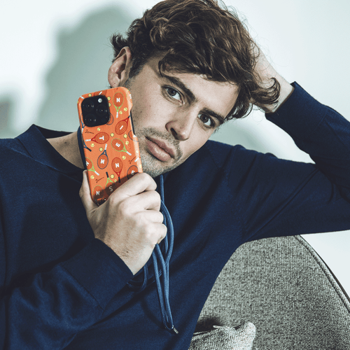 Coque iPhone MagSafe cuir avec anneaux MAX Tennis - Orange