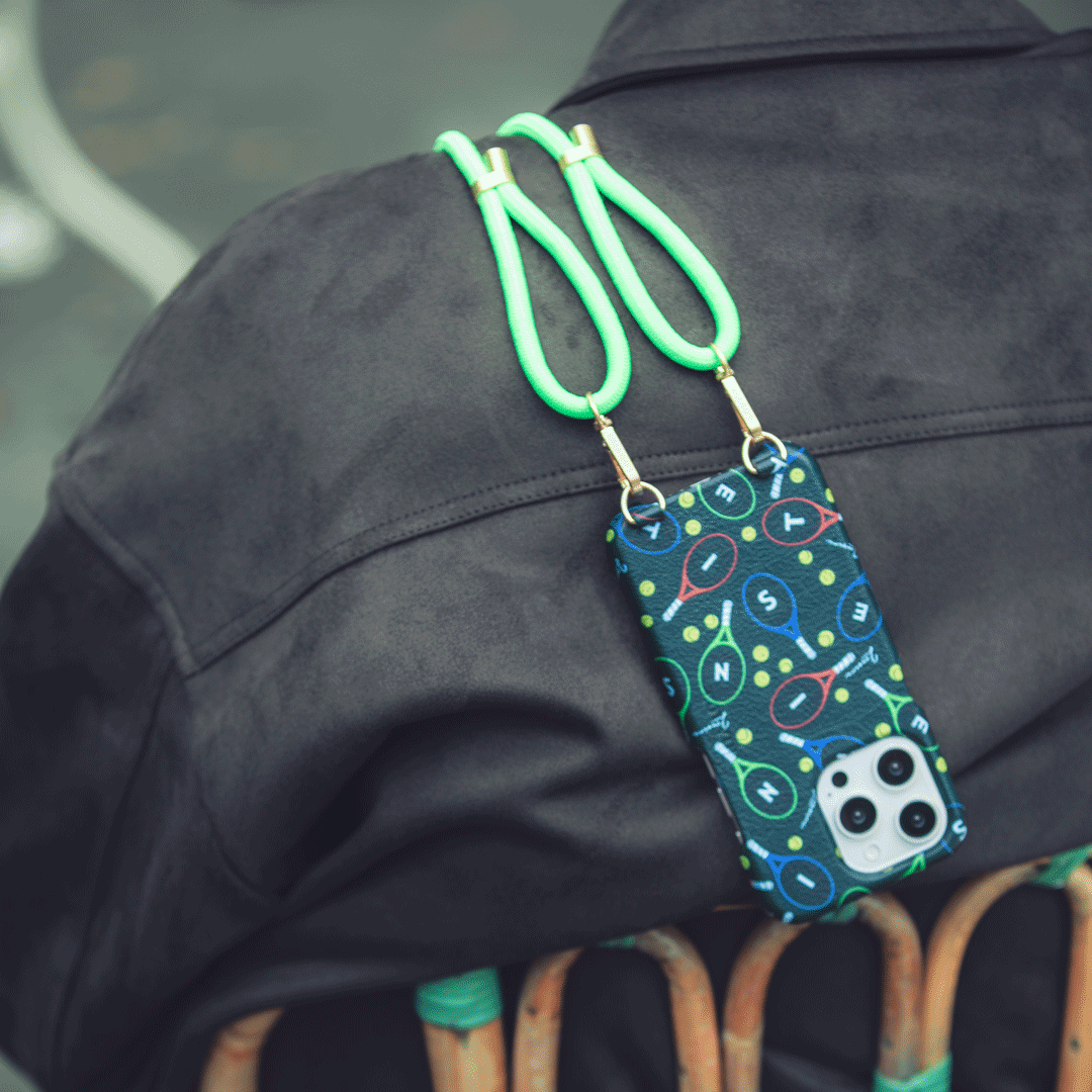 Coque iPhone MagSafe cuir avec anneaux MAX Tennis - Vert