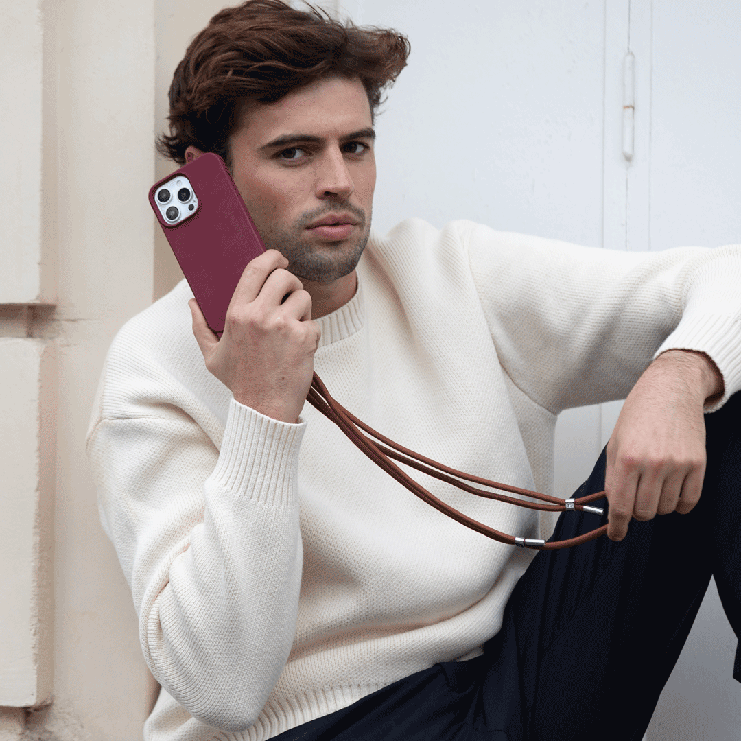 Coque iPhone MagSafe avec anneaux MILO - Bordeaux