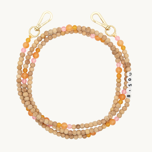 Chaîne de telephone bandouliere en perles de bois